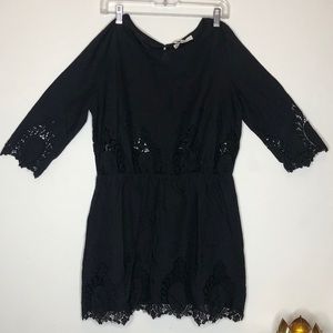 Relish 8 Black lace eyelet elastic waistline mini